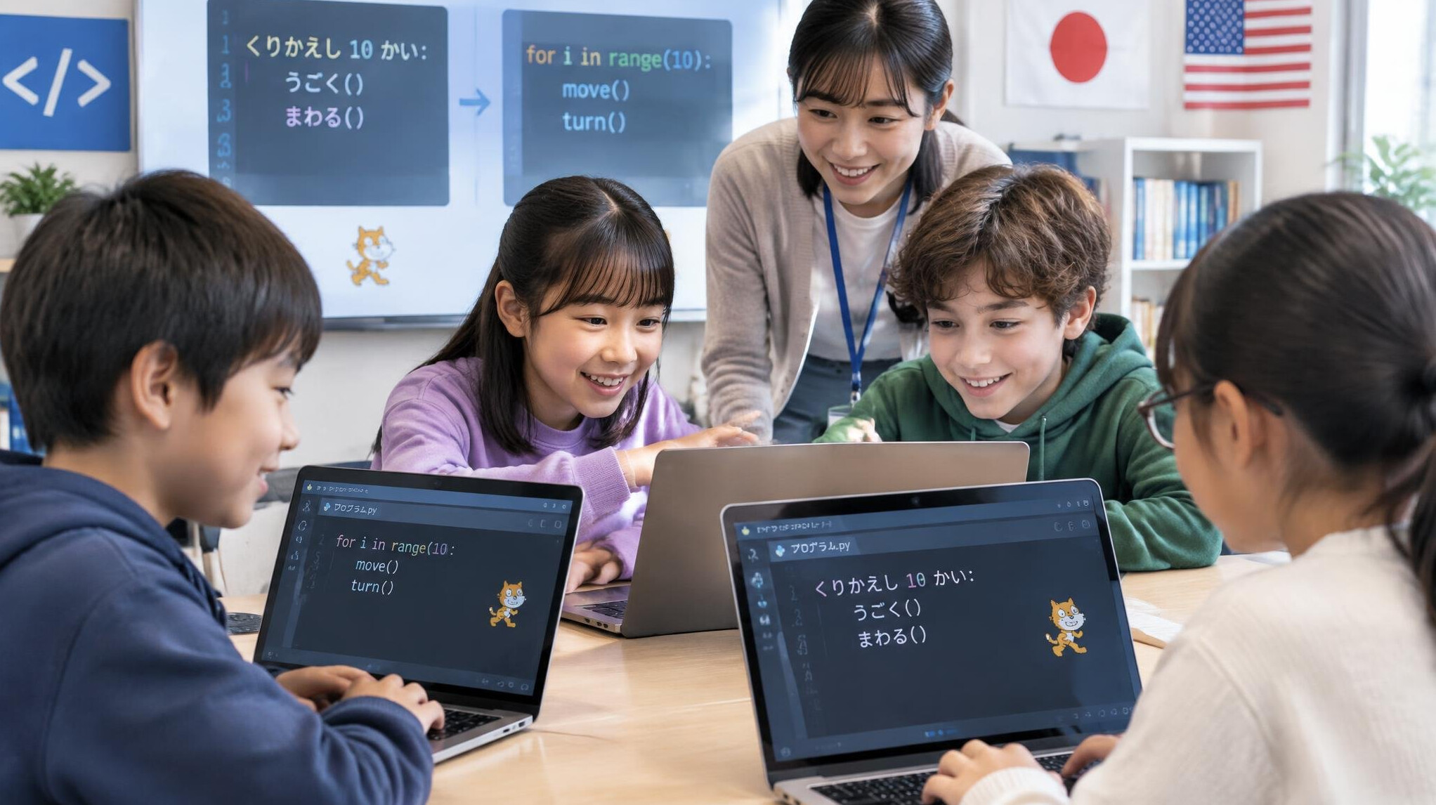 students learning programming